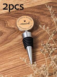 1/2/3pcs Personalized Wine Bottle Stoppers, Customized Engagement Wine Bottle Stoppers, Engraved Wedding Bottle Stoppers, Anniversary Gifts, Engagement Gifts, Wedding Gifts - Multicolor - View 8