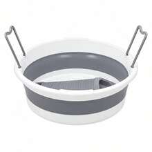 17L Foldable Manual Laundry Tub With Integrated Washboard And Handles, Portable Plastic Basin For Small Clothes, 50x50x17 Cm, White And Grey - White - View 9