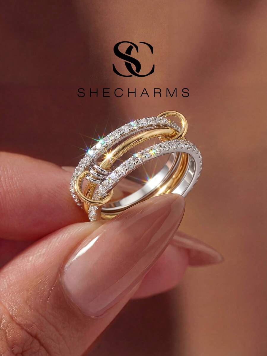 1pc Vintage Women's Eternity Ring, Fashionable Exquisite Jewelry Gift