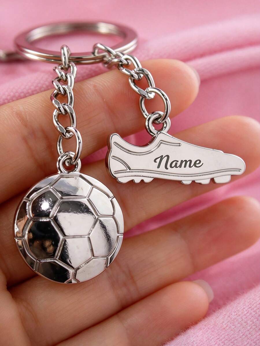 Customized Football Keychain Gift, Football Keychain Pendant, Football Fan Couple Keychain, Travel Bag Charm, Customized Name Keychain - Multicolor - View 1