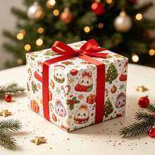 Gulungan Kertas Pembungkus Lucu/Pangsit Cocok Untuk Hadiah Natal, Ulang Tahun, Dekorasi Pesta - Pangsit Menggemaskan, Topi Santa, Pita, Kepingan Salju, Kue Jahe & Lembaran Pembungkus Hadiah Liburan Berwarna-warni Untuk Kerajinan DIY - beraneka warna - View 6