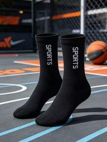 Men's Mid-Calf Socks With 1/5 Random Pairs, Sporty And Casual Style, Suitable For Outings Or Sports - Multicolor - View 3