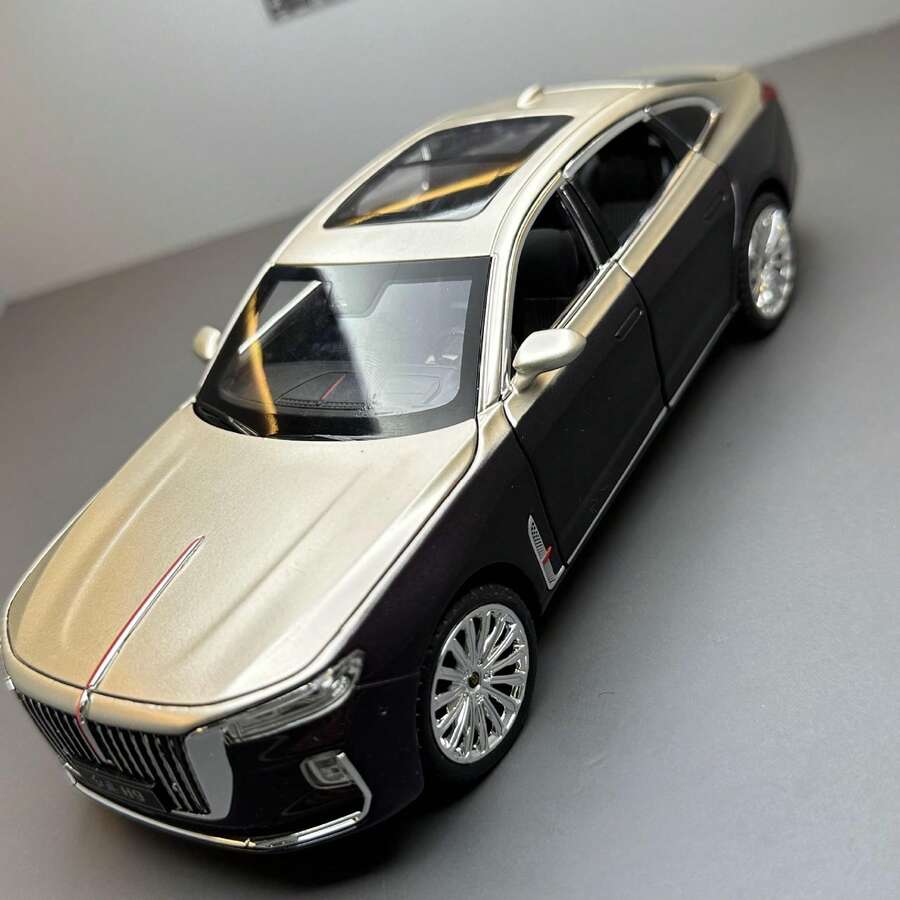 1 st samlarbilmodell i gjuten legering Hongqi H9, skala 1:24, 21,5 cm lång, 7,5 cm bred, 5 cm hög, dekorativ prydnad för vardagsrummet, presentalternativ för vänner på högtider - Multifärgad - Visa 1