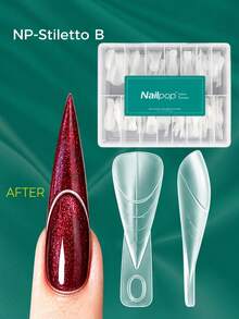 nailpop French Style Pointed Nail Extension Molds Full Coverage Double-Sided Artificial Nails Fast DIY Shaping Halloween Nail Art Home Nail Salon Quality - Clear - View 7