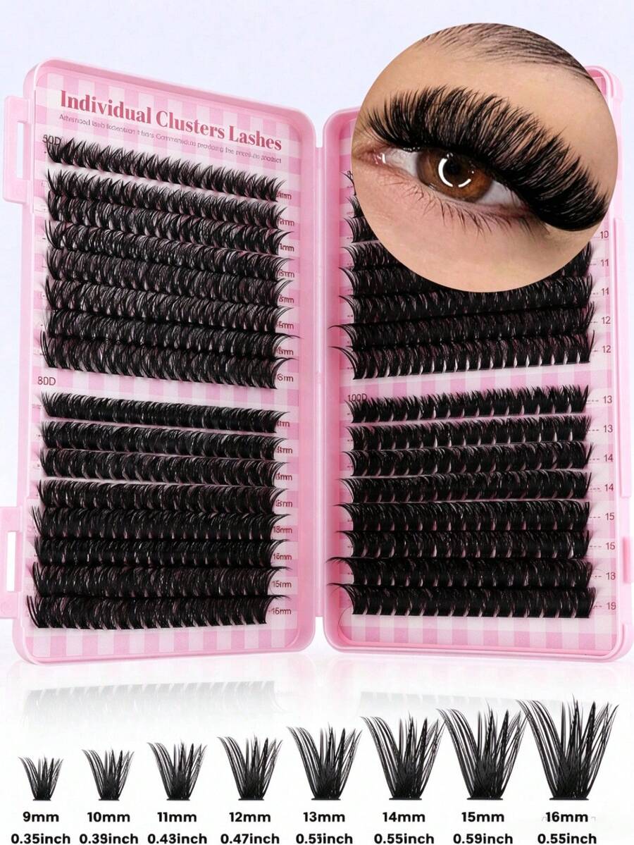 592 Clusters D Curl Fluffy False Eyelashes 30D+40D+50D+60D 9-16mm DIY ...