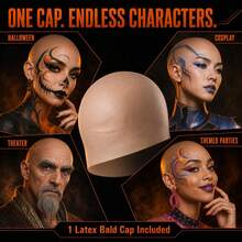 Latex Bald Cap For Adults, Realistic Nude Bald Head For Halloween Costume, Trim-To-Fit Edges, For Halloween, Cosplay, Theater - View 4