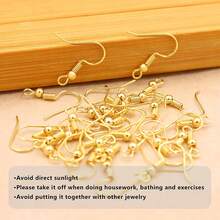 خطافات أقراط على شكل سمكة، إكسسوارات أقراط DIY، متوفرة 50 قطعة بأسلوب واحد أو مجموعة 250 قطعة، تشمل المجموعة خلفيات الأقراط وحلقات القفز، خطافات أقراط مع خرزات زنبركية وحلقات سفلية، مناسبة لصنع أقراط الخرز والأقراط المتدلية وأقراط المعلقات اليدوية - مشبك الأذن - مشاهدة 7