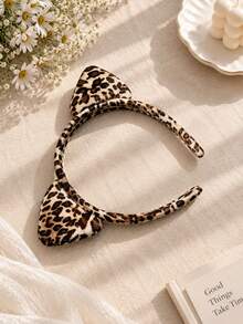 1pc Halloween Leopard Print Headband Cartoon Cat's Ears Cute Dimensional Headband - Multicolor - View 3