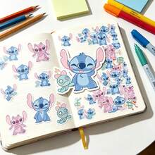 50pcs Cute Stitch & Angel Pattern Sticker Set, Macaron Fresh Color Palette With Many Small Elements, Universal Decorative Stickers For Water Bottles, Luggage, Laptops, Journals, Easy DIY Customization, Gentle Atmosphere Journaling Collage Stickers - Multicolor - View 6