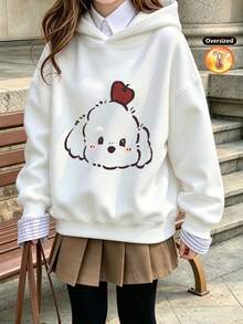 Girls' Hooded Sweatshirts, Fall/Winter Cotton Tops, Knitwear, Girls' Sweatshirts - White - View 3
