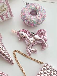 Christmas Tree Hanging Decorations, Pink Cute Plastic Ornaments, Snowflake Shell Unicorn Ice Cream Shapes, 3D Christmas Tree Window Decor - Multicolor - View 6