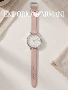 Armani Gianni-T-B Starry Sky Series, Exquisite Mother Of Pearl Dial With Diamond-Studded Roman Numerals, Nude Pink Leather Strap - White - View 11