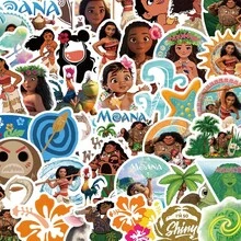 50pcs Disney Moana Stickers, Cartoon Moana Maui Waterproof Vinyl Stickers, Suitable For Suitcases, Laptops, Notebooks And Journals, PVC Waterproof - Multicolor - View 1