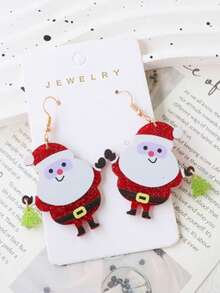 1 Pair Christmas Acrylic Cute Santa Earrings Individual Quirky Holiday Party Gift Studs - Multicolor - View 1
