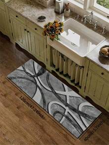 1pc Modern Abstract Curved Marble Pattern Kitchen Rug, 3.5mm Thick, Cuttable, Cushioned Anti-Fatigue, Non-Slip Absorbent Decorative Mat For Kitchen, Bathroom, Entryway, Hallway, Outdoor Garden - Multicolor - View 13