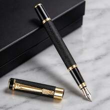 A High-End Matte Black Fountain Pen / High-Quality Metal Calligraphy Pen / Smooth Ink Flow / Suitable For Students, Offices And Business Gifts / Elegant Pen For Students' Calligraphy Practice - Fountain Pen - View 8