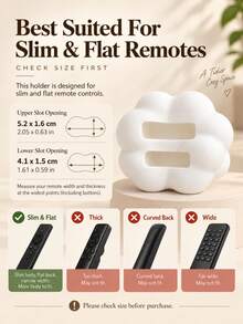1pc/2pcs Cloud-Shaped 2-Slot Remote Control Holder For Slim & Flat-Back Remotes, Black Or White Desktop TV Remote Organizer Stand For Living Room, Bedroom & Media Console, Please Check Slot Size Before Purchase - Cloud Style - View 2