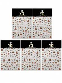 Cartoon Dessert Bear Nail Stickers, 3D Embossed Cake, Donut, Bow Cute Style Nail Decals - Multicolor - View 11