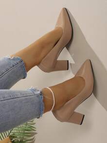 Women's Pointed Toe Daily Versatile Fashion High Heels - Apricot - View 3