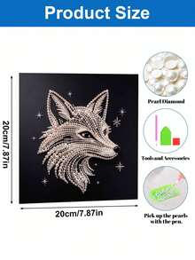 Handmade Pearl Painting Set, Pearl Fox Head Pattern Design, Full Set Of Hand Tools, Wall Decoration, Holiday Gifts. - A - View 5