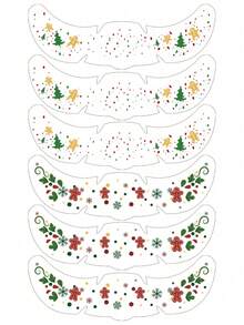 Random1pc Christmas Freckles Stickers Temporary Tattoo Glitter Christmas Trees Design, Suitable For Parties Music Festival&Daily Makeup, Long-Lasting Waterproof Christmas Rave Accessories, Easy To Apply&Natural, Tattoos Accessories - Multicolor - View 3