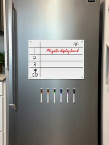 1pc Magnetic Transparent Acrylic Whiteboard, Reusable Erasable Memo Board For Refrigerator Side Installation, Hand-Drawn Message Board With Colorful Markers Included - One Size Fits All - View 9