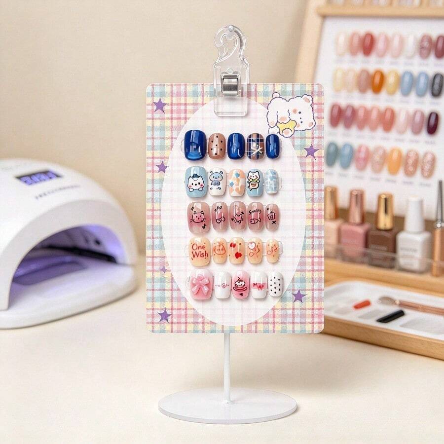 1/5/10pcs T-Shaped Metal Nail Polish Color Display Rack With More Hooks, Wrought Iron Storage Stand, Suitable For Nail Art Stickers, Multi-Purpose Nail Polish Color Stick Display Board, Large Capacity Nail Color Card Display Rack - Multicolor - View 1