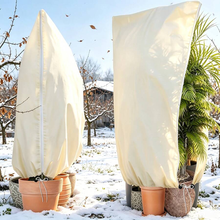 Winter Plant Cover Blanket: Thickened Non-Woven Fabric Frost Cover, With Thermal Insulation And Moisture-Proof Functions. Protects Shrubs, Roses And Delicate Plants From Low Temperature Frost Damage. - A - View 1