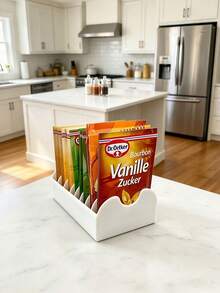 1pc 8-Compartment Condiment Organizer, Large Capacity Spice Storage Rack, Kitchen Storage Box, Kitchen Countertop, Cabinet And Refrigerator Condiment Organizer, 8 Compartments Can Hold Utensils, Tea Bags, Packets, Fits Most Drawers Or Countertops, Place The Organizer On Countertop, Inside Cabinet Or On Shelf, Kitchen Essential, Home Decor, Kitchen Decor And Accessories, Kitchen Organizer, Pantry Storage Rack - Multicolor - View 5