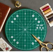 King Kong 1pc 8-Inch/20cm Cutting Mat, Compact And Portable, Green Non-Slip Cutting Surface, Clear Scale, Blade-Friendly, Precise Cutting Without Slipping. 360° Rotating Design, No Need To Move Materials, Thickened Plastic Base, Good Load-Bearing Capacity, Multi-Functional And Universal, Suitable For Handicrafts, DIY, Art, Model Making, Creative Design And Other Industries - A-Green - View 2
