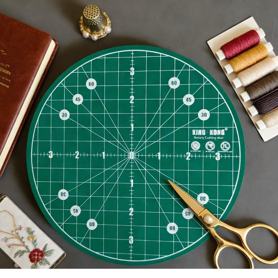 King Kong 1pc 8-Inch/20cm Cutting Mat, Compact And Portable, Green Non-Slip Cutting Surface, Clear Scale, Blade-Friendly, Precise Cutting Without Slipping. 360° Rotating Design, No Need To Move Materials, Thickened Plastic Base, Good Load-Bearing Capacity, Multi-Functional And Universal, Suitable For Handicrafts, DIY, Art, Model Making, Creative Design And Other Industries
