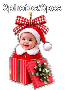 Custom Photo Christmas Ornament,Personalized Festive Stocking Gift Box Tree Decoration,Customized Name Bag Charm Room Decor,Customizable Holiday Gift - Style B - View 11