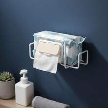 1pc Wall-Mounted Wet Wipes Storage Rack, No-Drill Paper Towel Holder, Multi-Functional Wall-Mounted Paper Towel Rack, Suitable For Flushable Wet Wipes, Paper Towels, Applicable For Bathroom, Kitchen And Toilet Storage - Multicolor - View 6