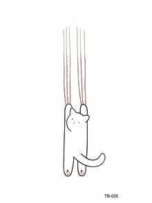 STARTTOOS 1pc Minimalist Cute Healing Cat Pattern Party Gift DIY Holiday Gift Music Festival Temporary Waterproof Tattoo Sticker For Arm, Waist, Abdomen, Leg - Multicolor - View 8