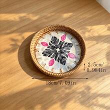 Handmade Woven Rattan Decorative Plate, Diameter 5.51 Inches, Height 0.984 Inches, Colorful Shell Decorative Plate, Home Rattan Decorative Plate - Multicolor - View 51