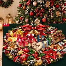 1pc Christmas Wreath Large Bow Pattern Christmas Tree Skirt, Elegant Color Holiday Decoration, 5 Sizes, Unisex Holiday Gift, Suitable For Home And Party Christmas Home Decor - Christmas Wreath Large Bow - View 8