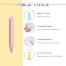 Ballpoint Pen, Mini Cute Macaron Retractable Ballpoint Pen Set - Black Ink Medium Tip, Quick Drying, Portable, Comfortable Writing | Office Bible Journal Pen - Multicolor - View 2