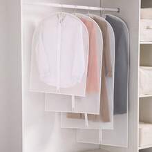 1pc Hanging Garment Dust Cover Bag, EVA Waterproof & Moisture-Proof Clothing Storage Organizer Bag, Middle Zipper Design Semi-Transparent Printed Suit Dress Coat Protector, Suitable For Home Wardrobe - View 23