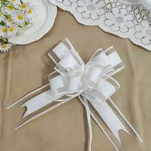10pcs/Pack Snowflake Organza Ribbon Bows, Gift Wrapping Ribbons, Colorful Ribbons For Crafts, Parties, Weddings, Wedding Cars - White - View 6