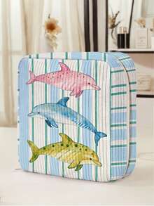 1pc Striped & Cartoon Patterns Print Corduroy Multi-Compartment Storage Zipper Sanitary Napkin Pouch, Portable Travel Period Bag For Student,Madam - Multicolor - View 9