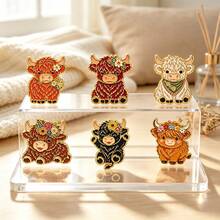 Cartoon Highland Cow Enamel Brooch, Floral Yak Metal Lapel Pin Badge, Cute Backpack Hat Jacket Clothing Decoration Accessory, Adorable Gift For Friends - Multicolor - View 4