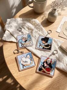 1pc/4pcs Witch Hat Atelier Acrylic Keychain, Square Pendant, Lightweight Backpack Key Charm, Fantasy Art Style Key Accessory, Suitable For Manga Lovers, Teenagers Collection And Gifts - Multicolor - View 2