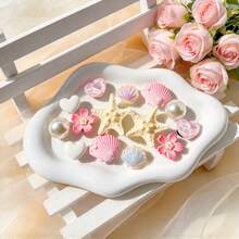 14pcs White Starfish, Pink Shell, Flower DIY Shoe Decorations, Suitable For Perforated Sandals, Elegant And Fashionable, Gift For Girlfriend - White - View 4