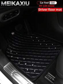MEIKAXIU 1/2/4PCS Soft Leather Embroidered Crown Rhinestone Blingbling Car Floor Mats, Easy To Clean, Wear-Resistant, Dirt-Resistant, Universal Fit Car Floor Mat Protective Pad For Women - Soft Leather Rhinestone Crown Car Floor Mat - View 4