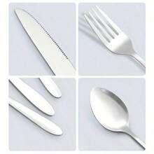 3/4件組戶外餐具套裝，不鏽鋼餐具，露營餐具，便攜式刀叉匙，23.5cm (9.25in) * 6cm (2.36in)，適用於婚禮派對、母親節禮物、烹飪派對、野餐露營、家庭旅行、戶外工作、節日禮物、學校用品 - - - 查看 8