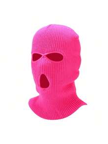 1pc 3-Hole Knitted Full Face Ski Mask, Warm Winter Knitted Balaclava Hat For Outdoor Sports - Multicolor - View 9