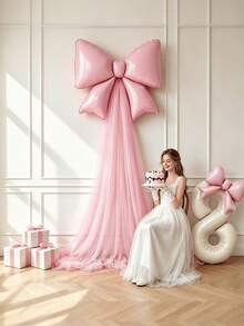 5pcs DIY Bow Birthday Background Decoration Balloon Set, Suitable For Princess Theme Party Decoration, Baby Shower, Christmas Proposal And Halloween Decoration - Multicolor - View 6