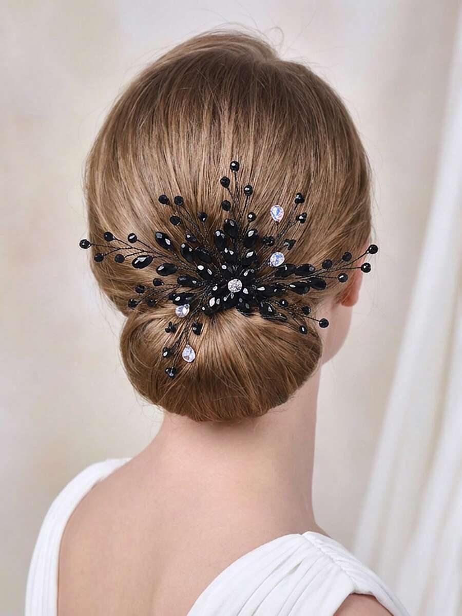 1PC Artificial Crystal Flower Bridal Hair Comb Handmade Beaded Women's Head Wear Suitable For Wedding Holiday Party Hair Accessories