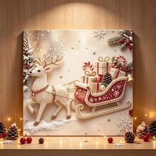 1pc New Pearl Painting Set, 3D Christmas Snow Village Scene Design With Christmas Tree And Golden Floral Pattern, Self-Adhesive Pearl Rhinestones, Suitable For Holiday Birthday Gift, Home Decor - Pearl Painting - View 15