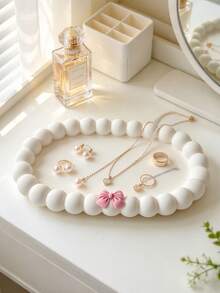Jewelry Tray White Jewelry Tray Round Bead Decorative Storage Tray Earrings Necklace Ring Storage Box ,Multifunctional Storage Tray,Display Rack High Color Dresser Ornaments Home Display Tray Ladies Gift Home Ornaments - Multicolor - View 1